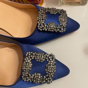Blue Satin Buckle Pumps Sz 7 (Manolo Hangisi dupe)